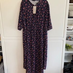 Bloomchic Navy Floral Midi Dress with Pink Floral Print size 26